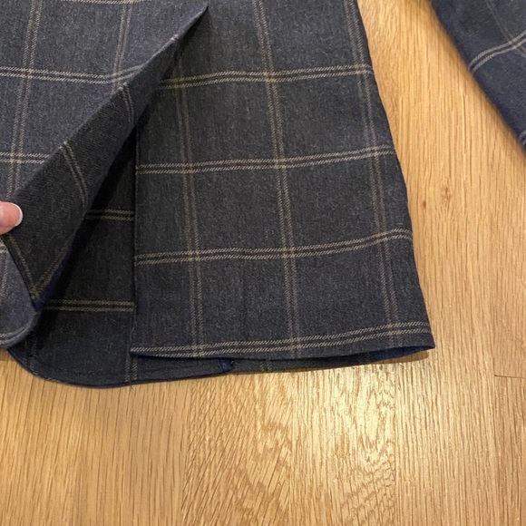 Tasso Elba Mens 2 Button Grey Sport Coat w Tan Window Pane Plaid / L 42-44 - Picture 3 of 16